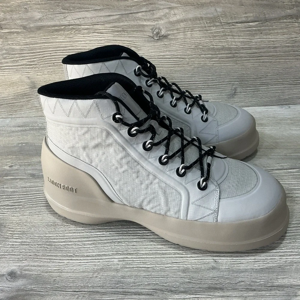 Moon Boots Men's Glacier Grey Mid Nylon Up Trek Limited Edition Size 11.5 NEW